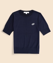 【Double B Collection】 キュプラ/ナイロン　BBロゴ　ショートスリーブセーター