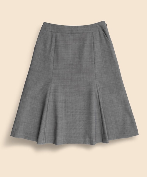 お値下げ中　ESTINATION ウールフレアミニスカート グレー セットアップ対応】ファインネスウール フレア スカート （ミニ・ひざ