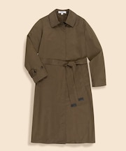 ポリエステル　ハイカウントツイル　パッカブル　ベルテッドロングコート