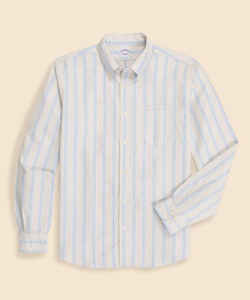 コットン　オックスフォード　ストライプ　フライデーシャツ