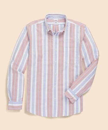 コットン　オックスフォード　ストライプ　フライデーシャツ