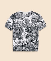 コットン　フローラルプリント　クルーネック　ショートスリーブセーター