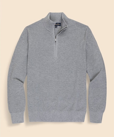 スーピマコットン　ピケ　ハーフジップ　モックネックプルオーバー