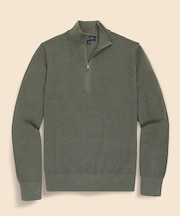 スーピマコットン　ピケ　ハーフジップ　モックネックプルオーバー