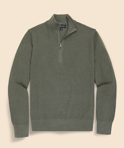 スーピマコットン　ピケ　ハーフジップ　モックネックプルオーバー