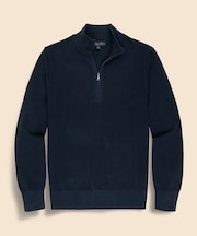 スーピマコットン　ピケ　ハーフジップ　モックネックプルオーバー