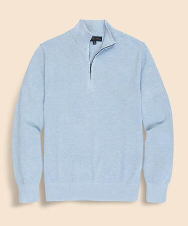 スーピマコットン　ピケ　ハーフジップ　モックネックプルオーバー