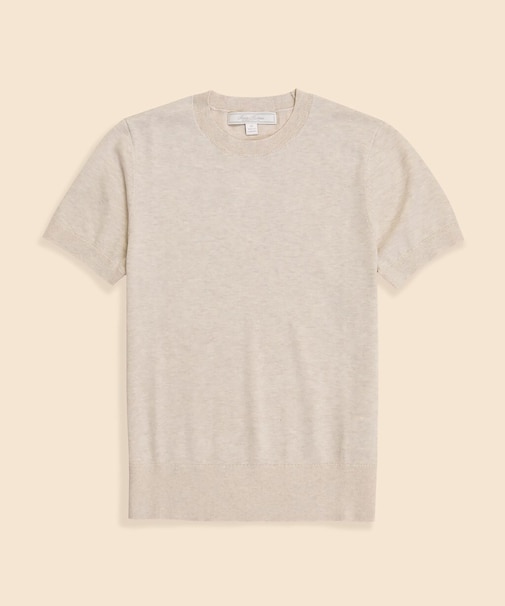 スーピマコットン　クルーネック　ショートスリーブセーター