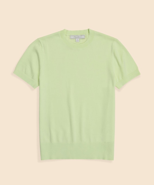 スーピマコットン　クルーネック　ショートスリーブセーター