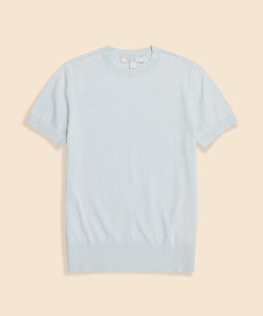 スーピマコットン　クルーネック　ショートスリーブセーター