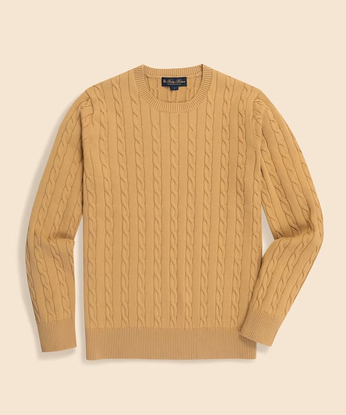 スーピマコットン　ケーブル　クルーネックセーター
