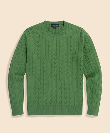 スーピマコットン　ケーブル　クルーネックセーター