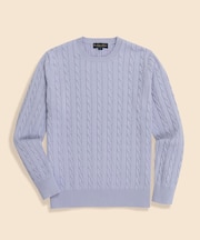 スーピマコットン　ケーブル　クルーネックセーター