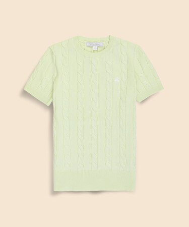 スーピマコットン　GFロゴ　ケーブル　ショートスリーブセーター