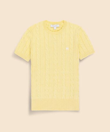 スーピマコットン GFロゴ ケーブル ショートスリーブセーター