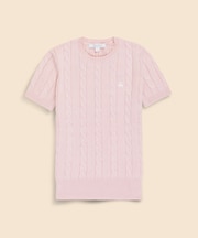 スーピマコットン　GFロゴ　ケーブル　ショートスリーブセーター