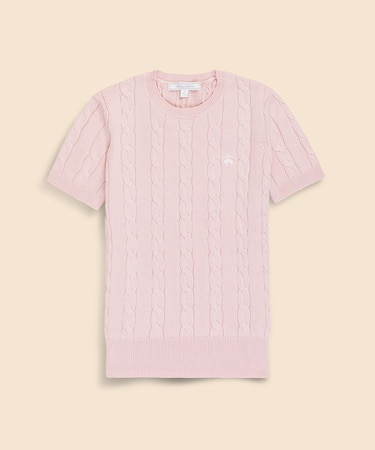 スーピマコットン GFロゴ ケーブル ショートスリーブセーター