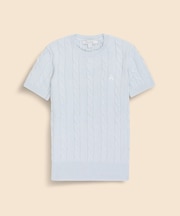 スーピマコットン　GFロゴ　ケーブル　ショートスリーブセーター