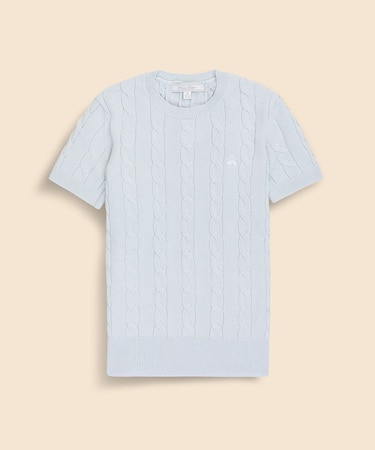 スーピマコットン GFロゴ ケーブル ショートスリーブセーター