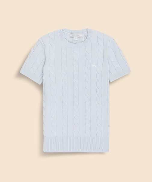 スーピマコットン GFロゴ ケーブル ショートスリーブセーター