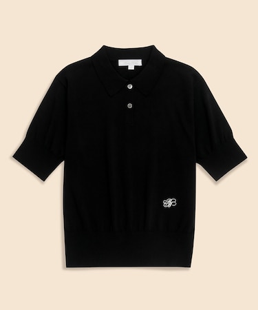 【Double B Collection】コットン　BBロゴ　ポロセーター