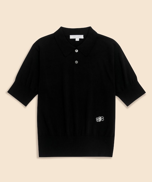 【Double B Collection】コットン　BBロゴ　ポロセーター