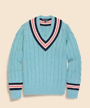 スーピマコットン　ケーブル　テニスセーター