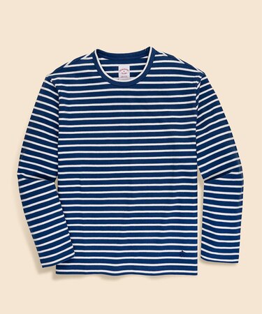 コットン　GFロゴ　マリナーストライプ　ロングスリーブTシャツ