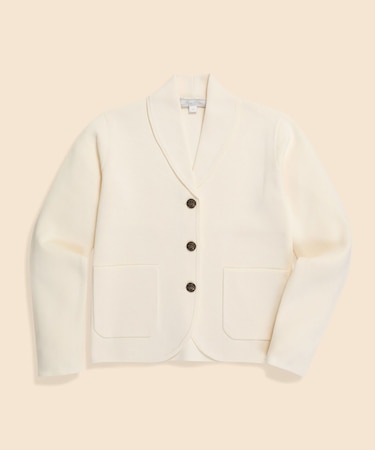 コットン／ポリエステル　ミラノリブ　GFメタルボタン　ニットジャケット