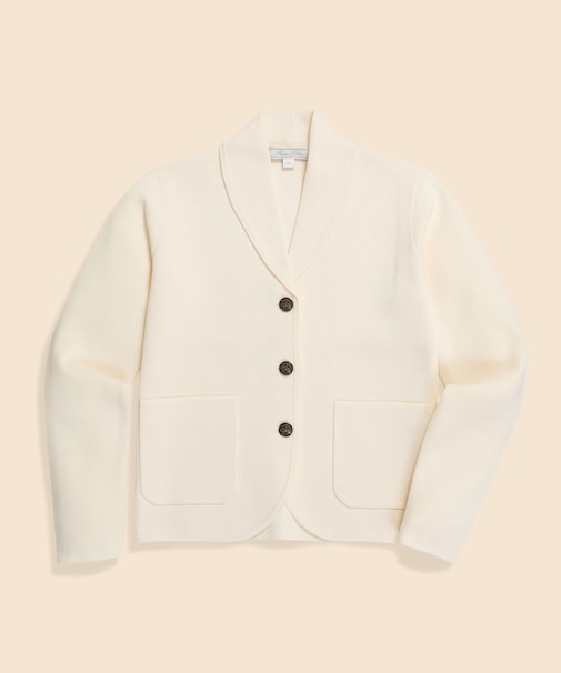 コットン／ポリエステル　ミラノリブ　GFメタルボタン　ニットジャケット