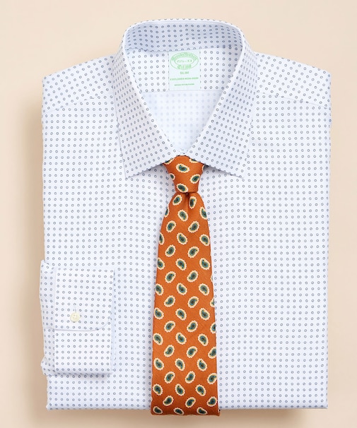 Brooks Brothers Explorer　スーピマコットンブレンド　ドット　ドレスシャツ　Slim Fit