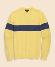 スーピマコットン　チェストストライプ　クルーネックセーター