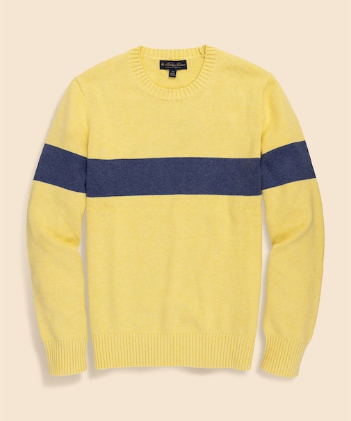 スーピマコットン　チェストストライプ　クルーネックセーター