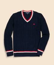 コットン　GFロゴ　ライトウエイト　Vネック　テニスセーター