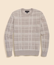 スーピマコットン テキスチャードプレイド クルーネックセーター