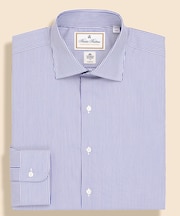 ラグジュアリー　コットンツイル　ストライプ　フレンチプラケット　ドレスシャツ　Regular Fit