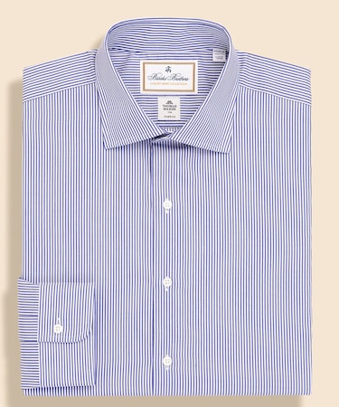 ラグジュアリー　コットンツイル　ストライプ　フレンチプラケット　ドレスシャツ　Regular Fit