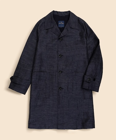 ウール／リネン　ミニヘリンボーン　ショップコート