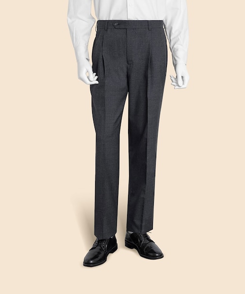 ウール ソリッド プリーテッド トラウザーズ Traditional