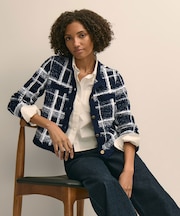 コットンブレンド　ファンシーツイード　GFメタルボタン　ノーカラージャケット