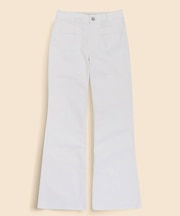 コットンブレンド フロントパッチポケット フレアレッグ デニムパンツ