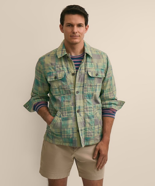 コットン　マドラスパッチワーク　シャツジャケット