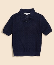 コットン／ビスコース　ポインテール　ラッフルカラー　ショートスリーブセーター