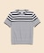 スーピマコットン　ストライプ　クルーネック　ショートスリーブセーター