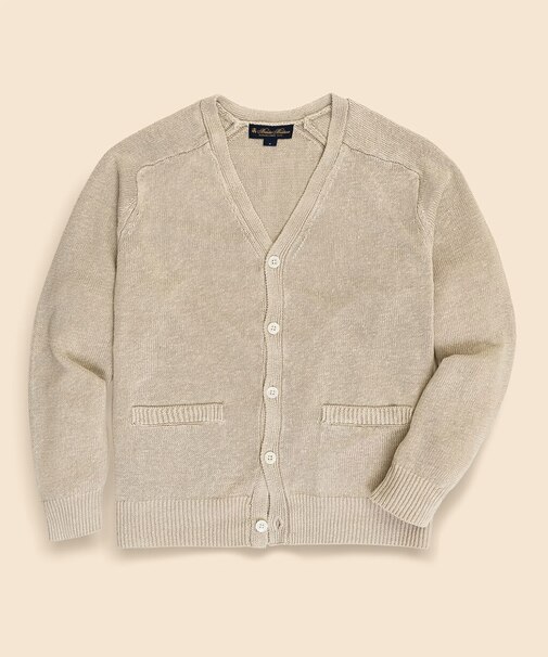 リネン　Vネック　カーディガン