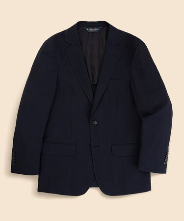 ウール／ポリエステル　シアサッカー　シングル２釦アンコンジャケット　Classic