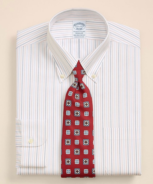 スーピマコットン　ストレッチブロードクロス　ストライプ　ドレスシャツ　Regular Fit