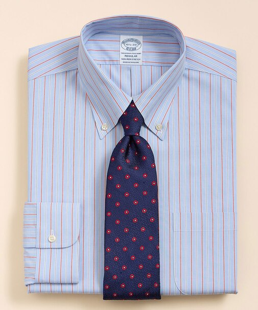 スーピマコットン　ストレッチブロードクロス　ストライプ　ドレスシャツ　Regular Fit