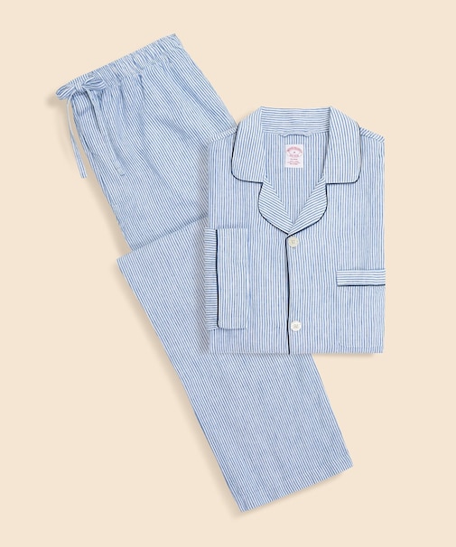 リネン　ストライプ　パジャマ