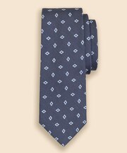 シルク　ヘリンボーン　フラワーモチーフタイ